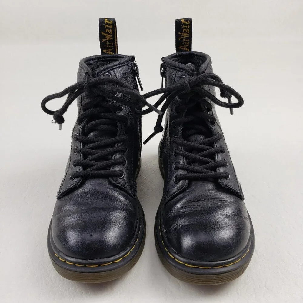 Dr Martens 1460 Softy T Boot Kids 12 Black Leather Side Zip Combat Grunge Junior